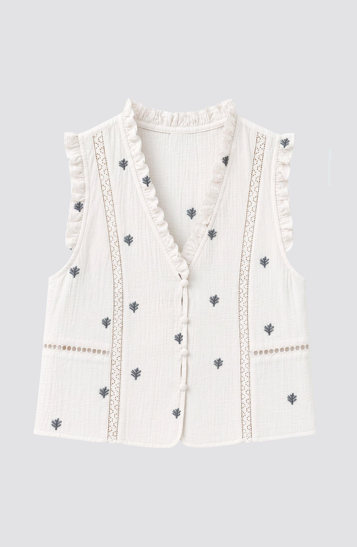 Blusa Sin Manga Bordada White