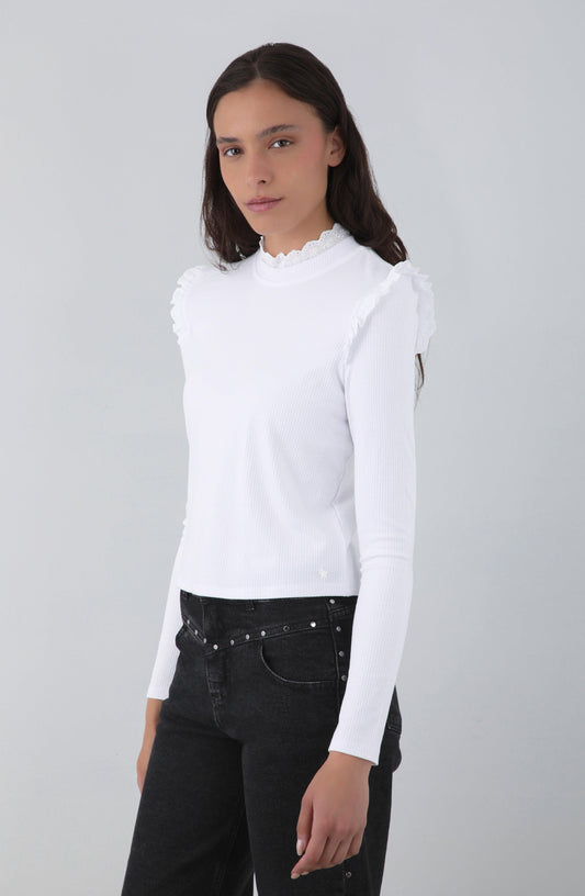 Remera Manga Larga Vuelos White