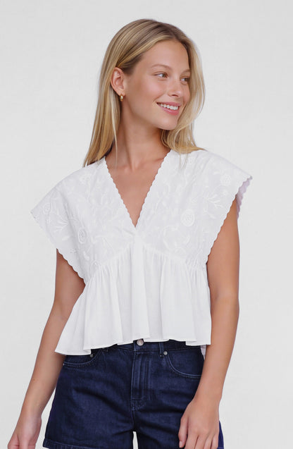 Top Cuadrado Bordado White
