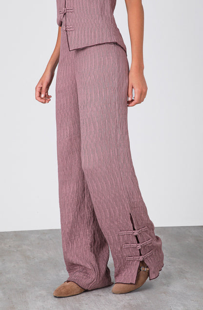Pantalón Abertura Botón Lateral Rose