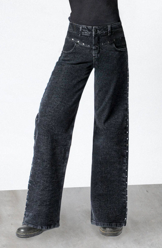 Pantalón Tachas Frontales Black