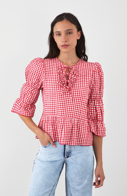 Blusa Vichy Lazos Red