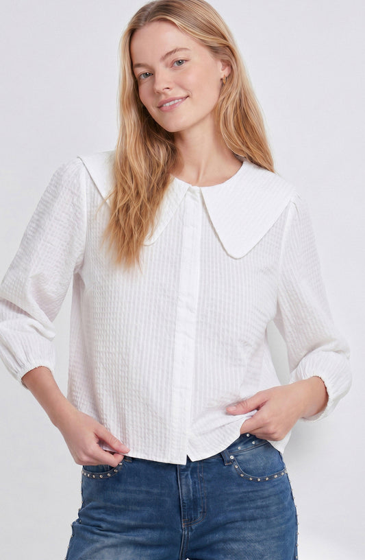 Blusa Cuello Bobo Vichy White