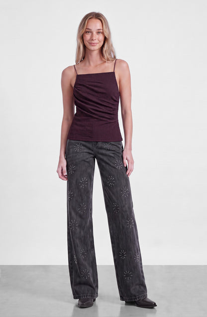Top Drapeado Sin Espalda Burgundy
