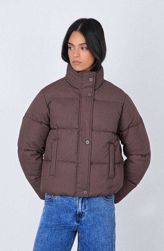 Campera Puffer Tejida Print Brown