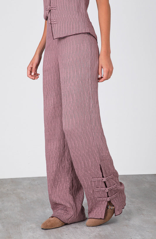 Pantalón Abertura Botón Lateral Rose