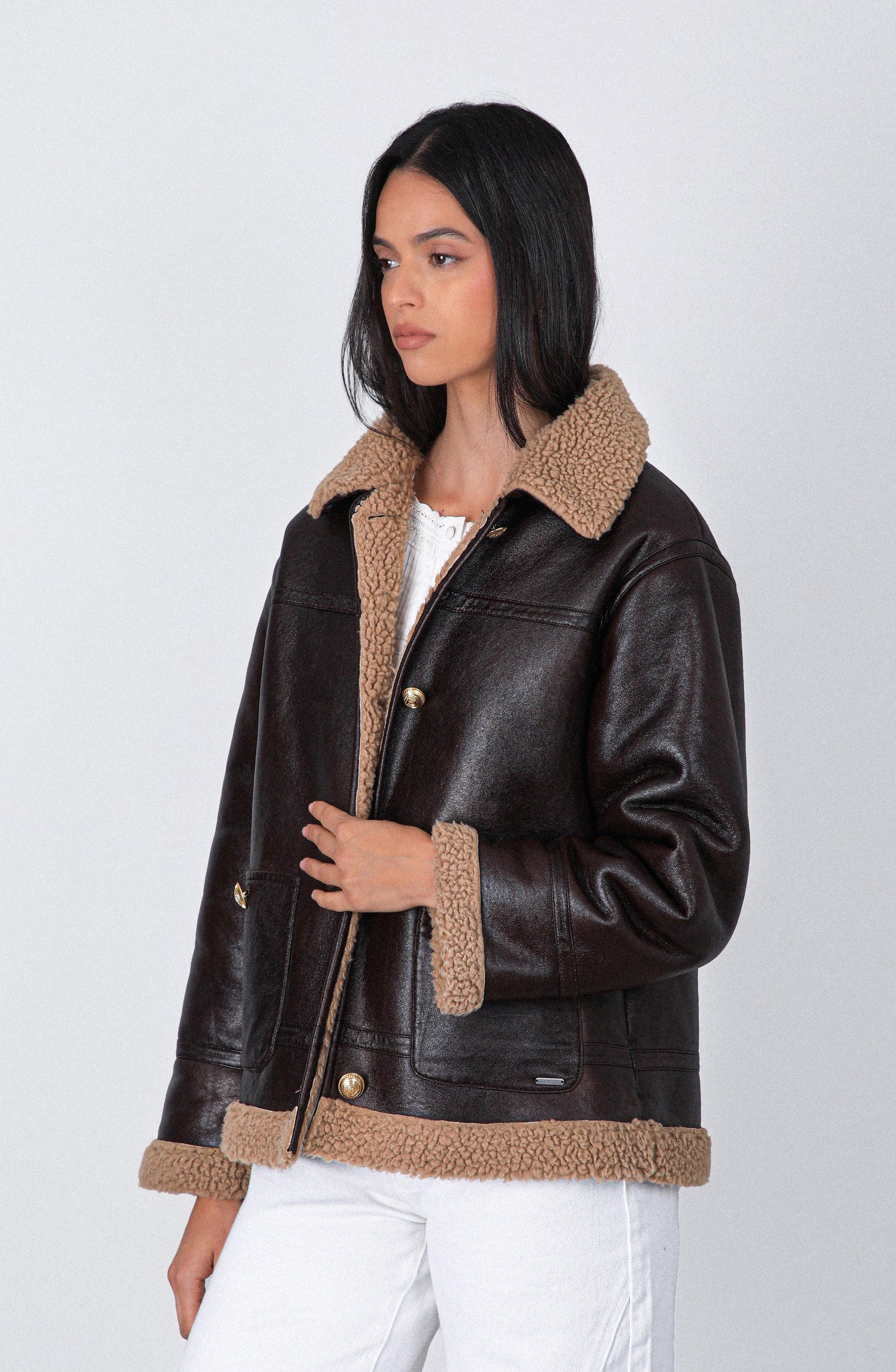 Campera Pu Sherpa Brown