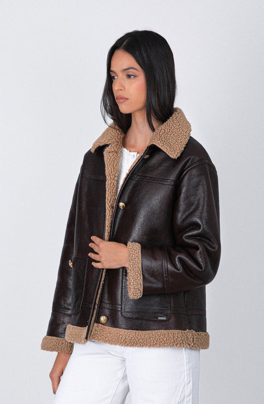 Campera Pu Sherpa Brown