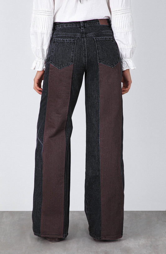 Pantalón Aplicación Denim Brown