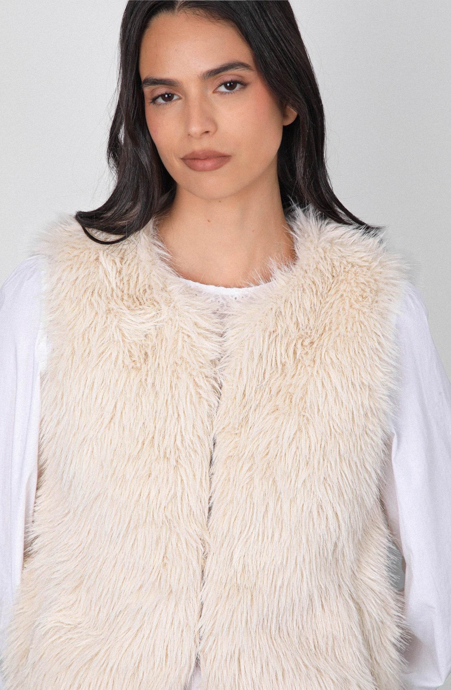 Campera Sin Mangas Pelo White