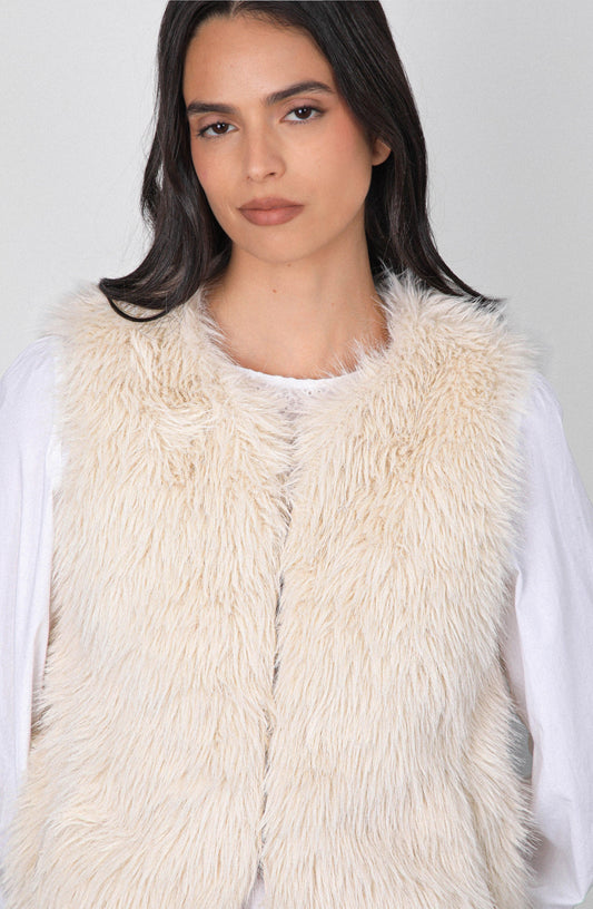 Campera Sin Mangas Pelo White