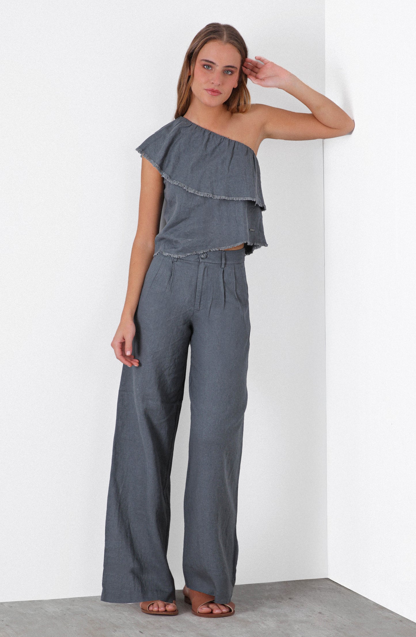Pantalón Lino Liso Grey