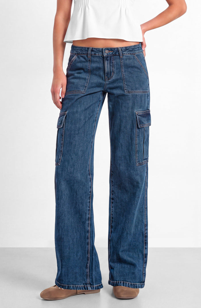 Pantalón Denim Cargo Blue