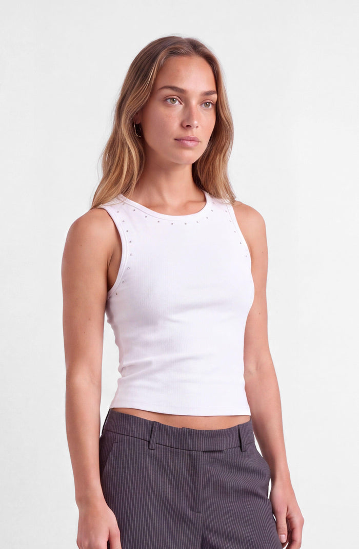 Remera Tank Tachas White