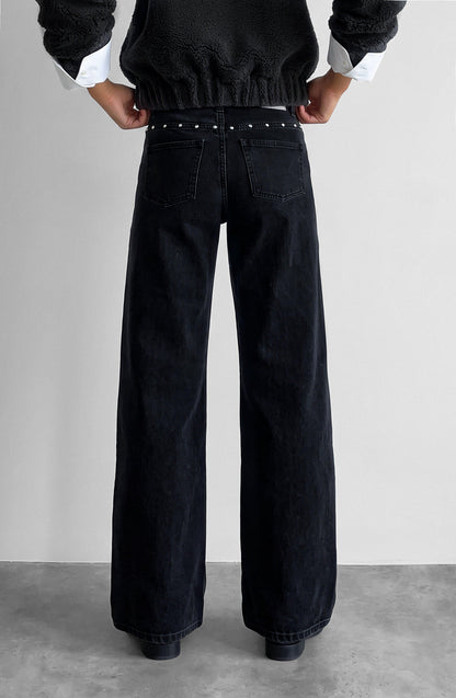 Pantalón Cortes Tachas Estrellas Grey