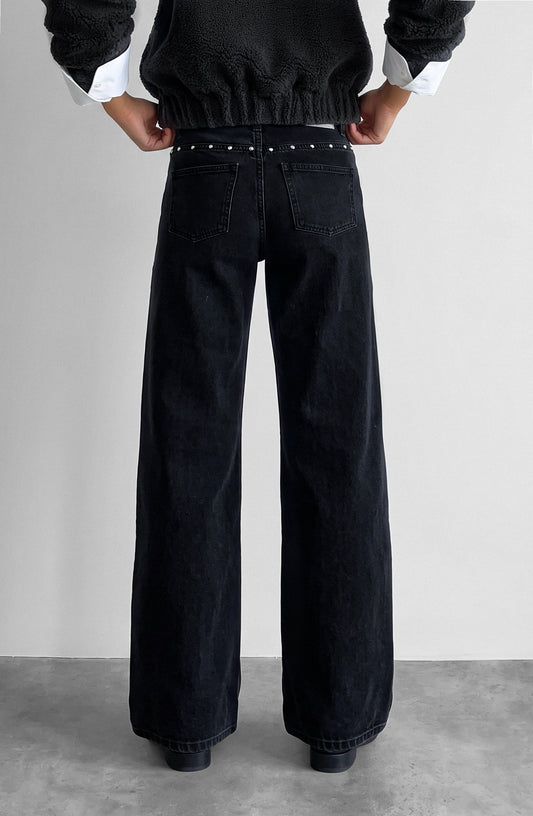 Pantalón Cortes Tachas Estrellas Grey