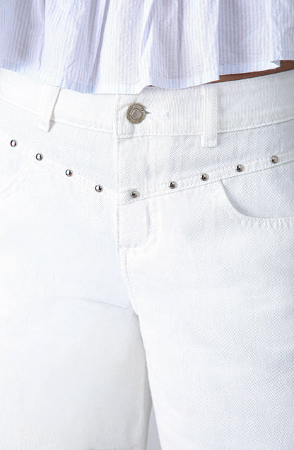 Pantalón Tachas Frontales White