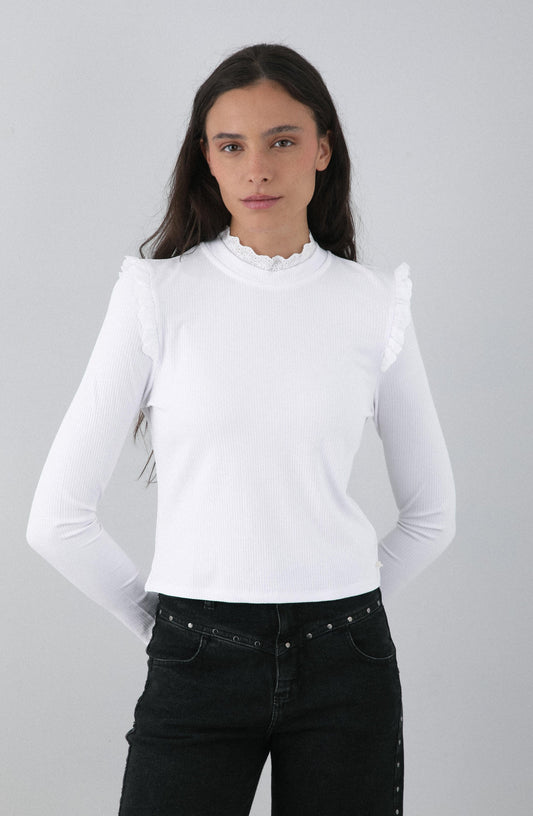 Remera Manga Larga Vuelos White