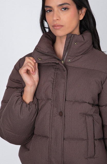 Campera Puffer Tejida Print Brown