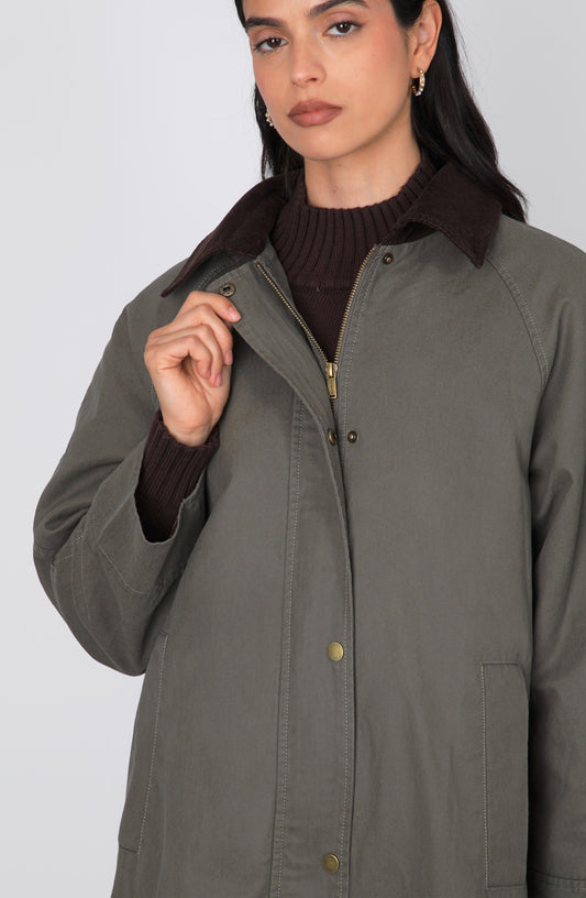 Campera Encerada Larga Green