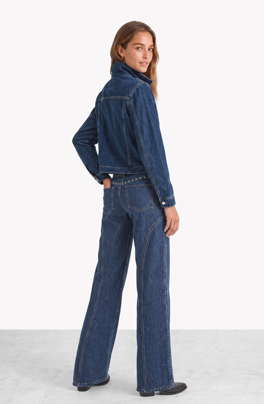 Campera Denim Cuello Funnel Blue