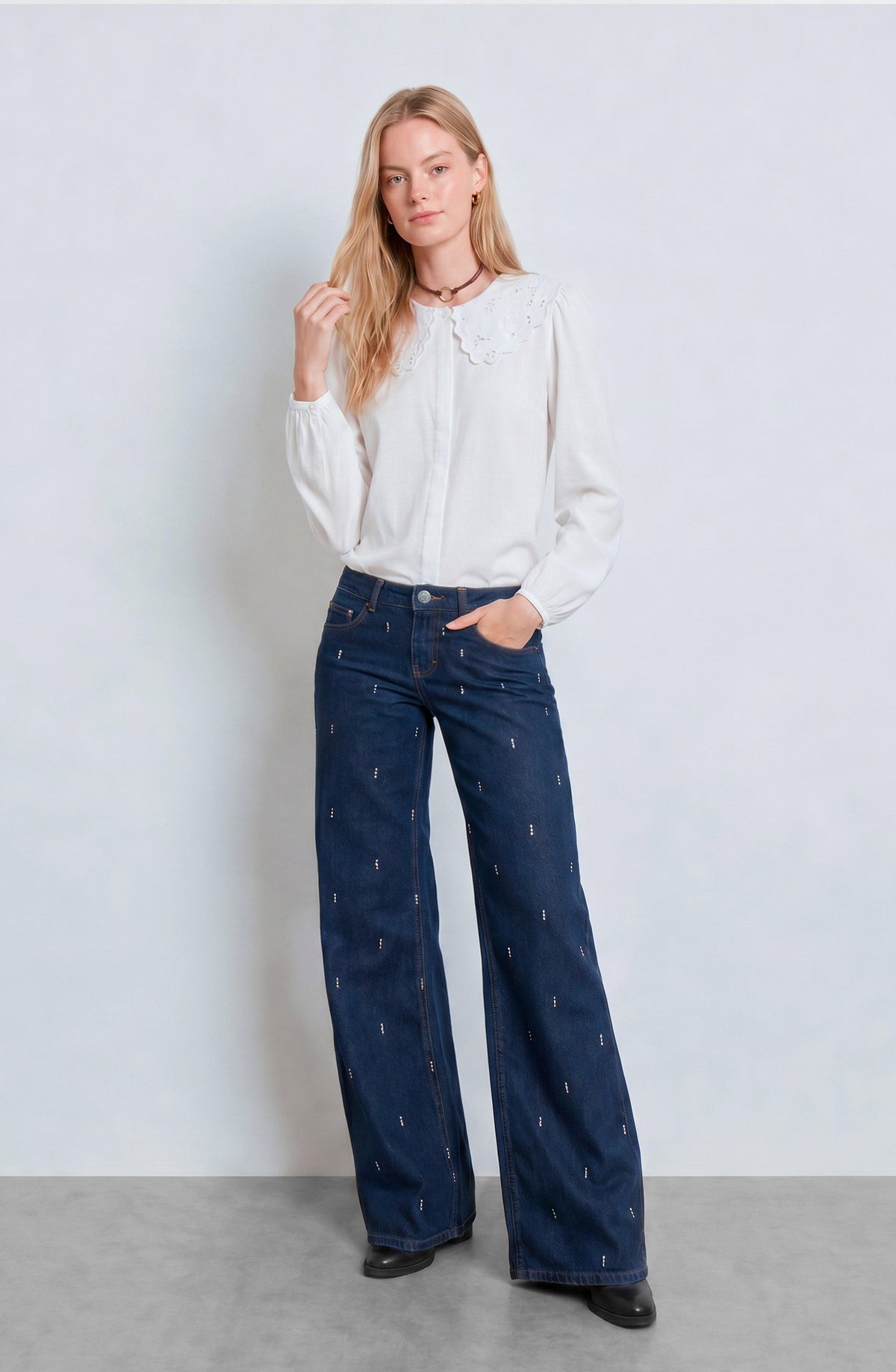 Pantalón Gotas Strass Indigo
