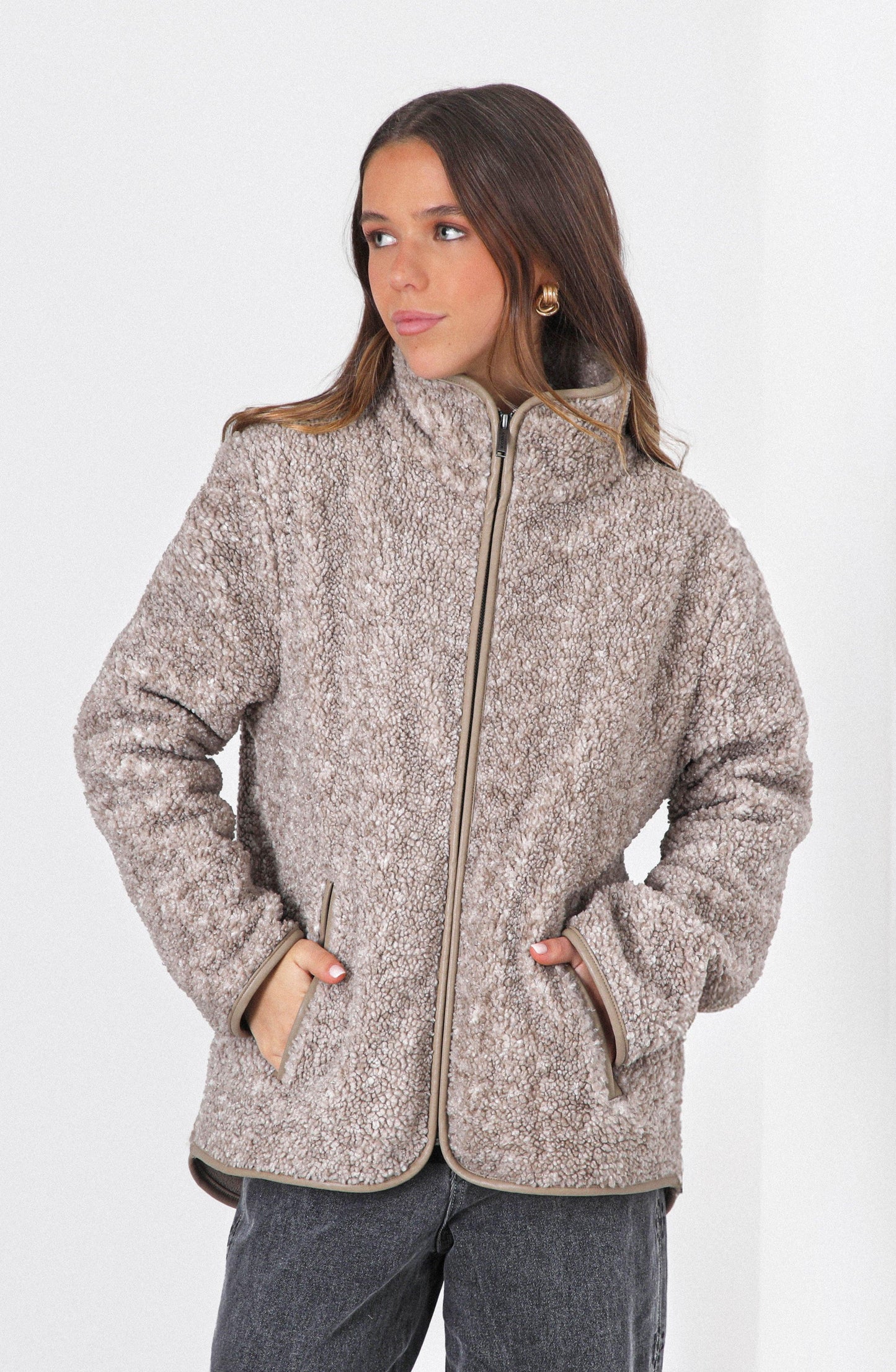Corderito Full Zipper Beige Melange