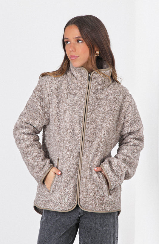 Corderito Full Zipper Beige Melange