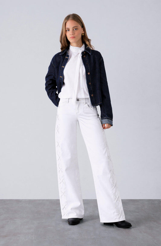 Pantalón Franja Lateral White