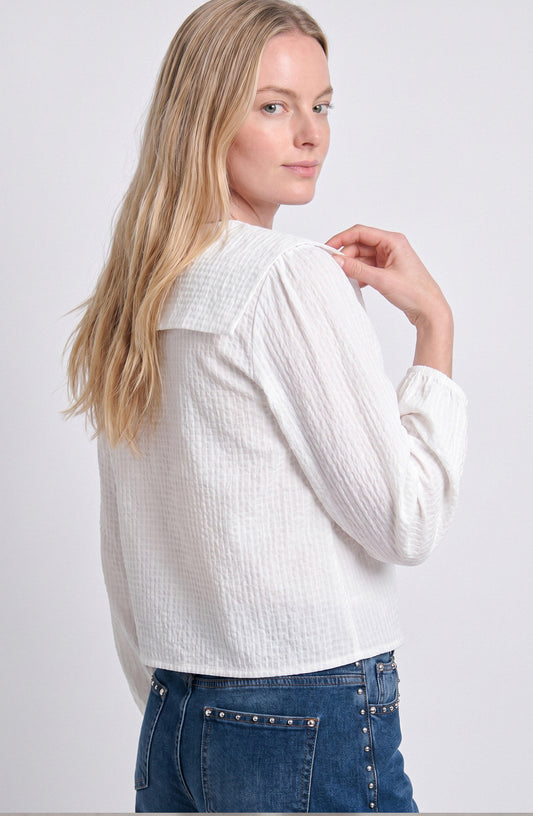 Blusa Cuello Bobo Vichy White