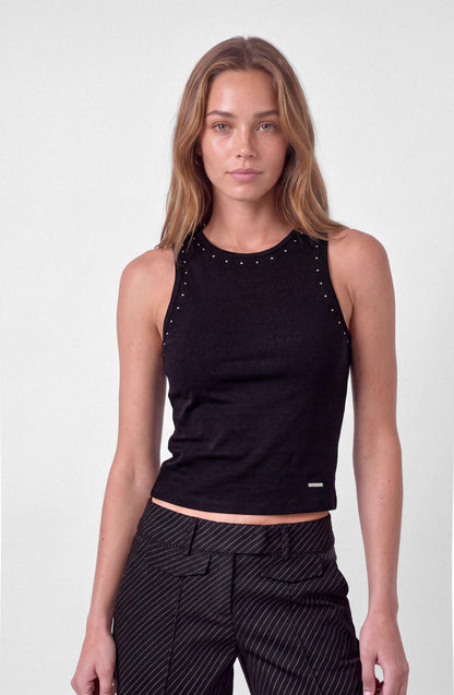 Remera Tank Tachas Black