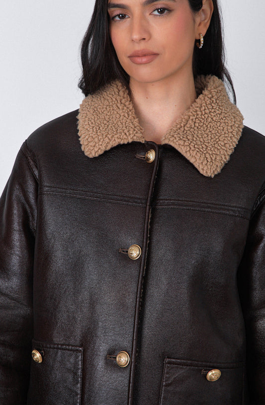 Campera Pu Sherpa Brown