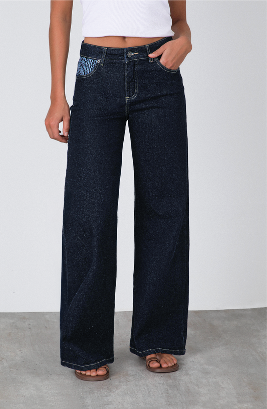 Pantalón Indigo Bordado Blue