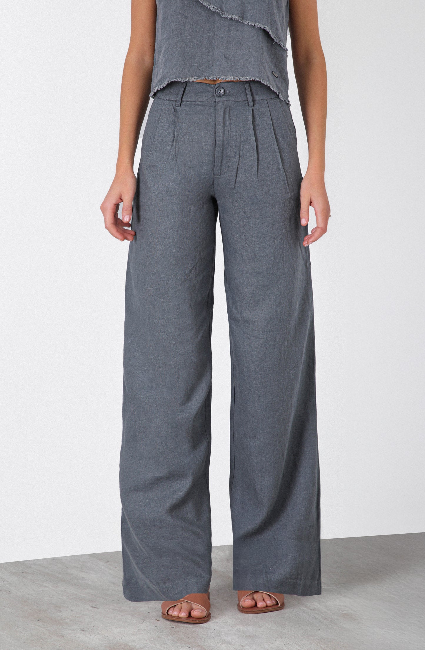 Pantalón Lino Liso Grey