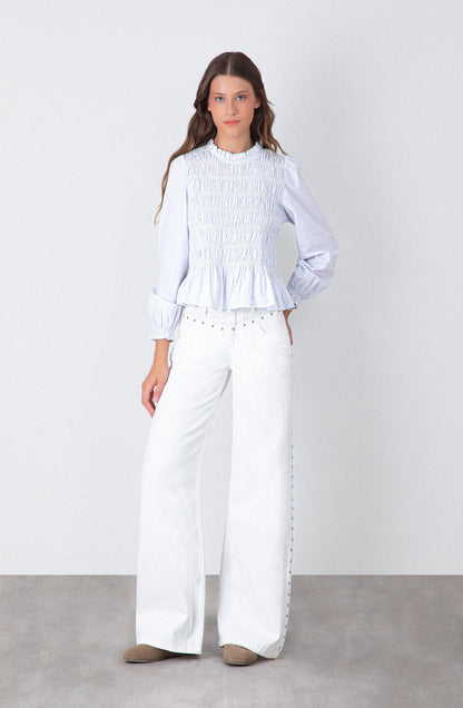 Pantalón Tachas Frontales White