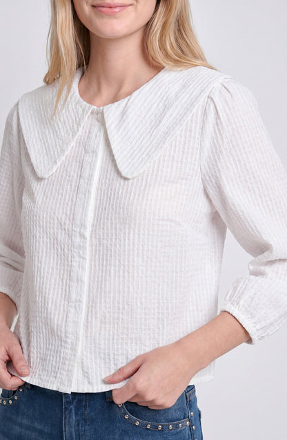Blusa Cuello Bobo Vichy White