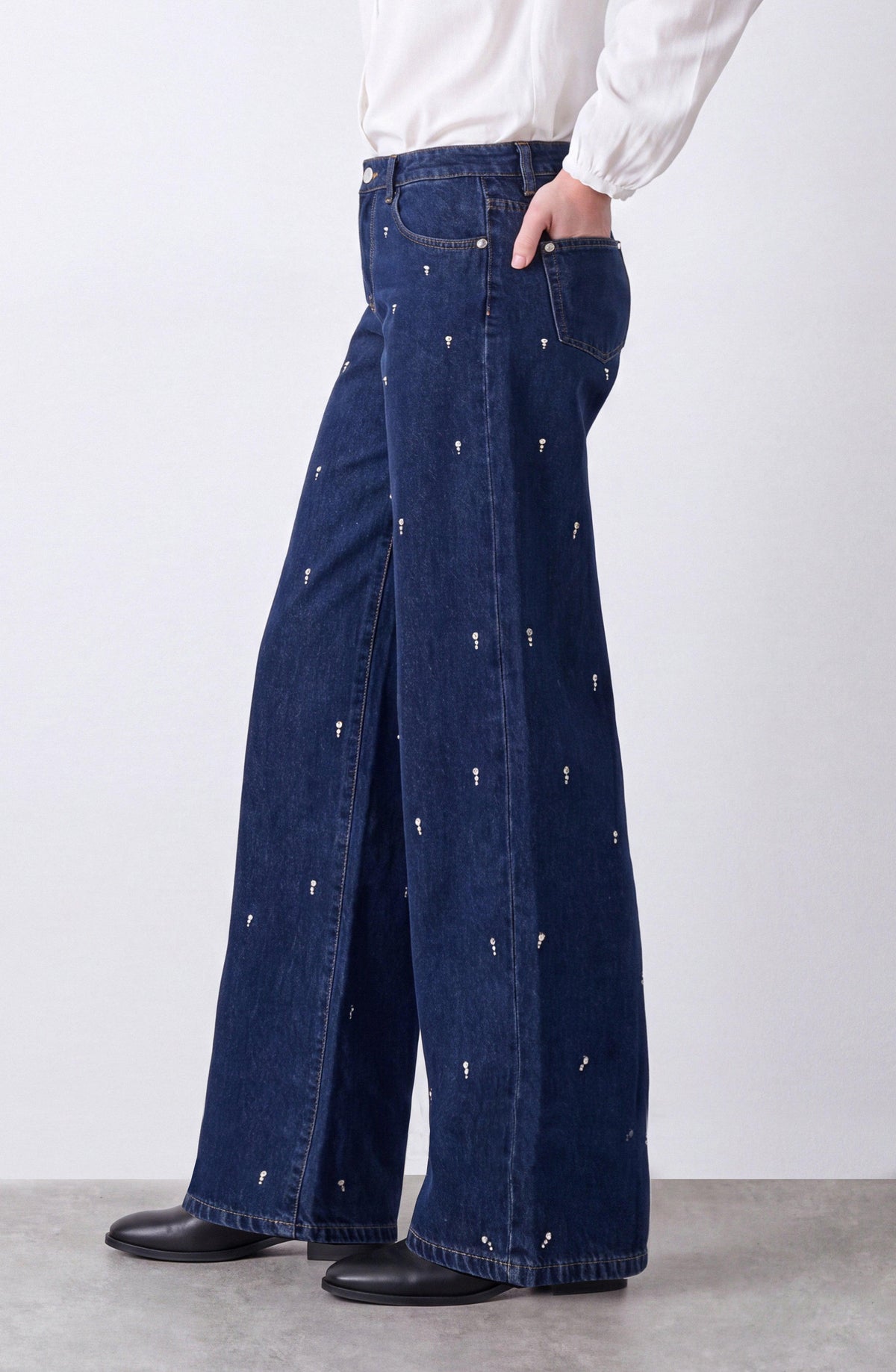 Pantalón Gotas Strass Indigo