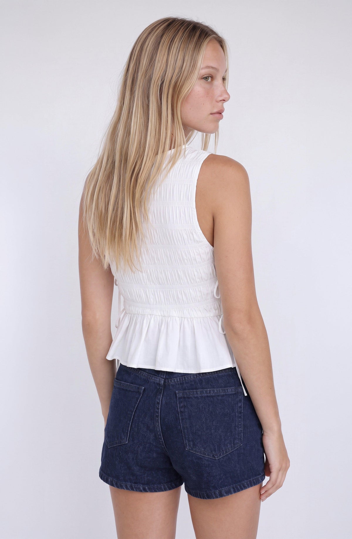 Top Abertura Cintas Panal White