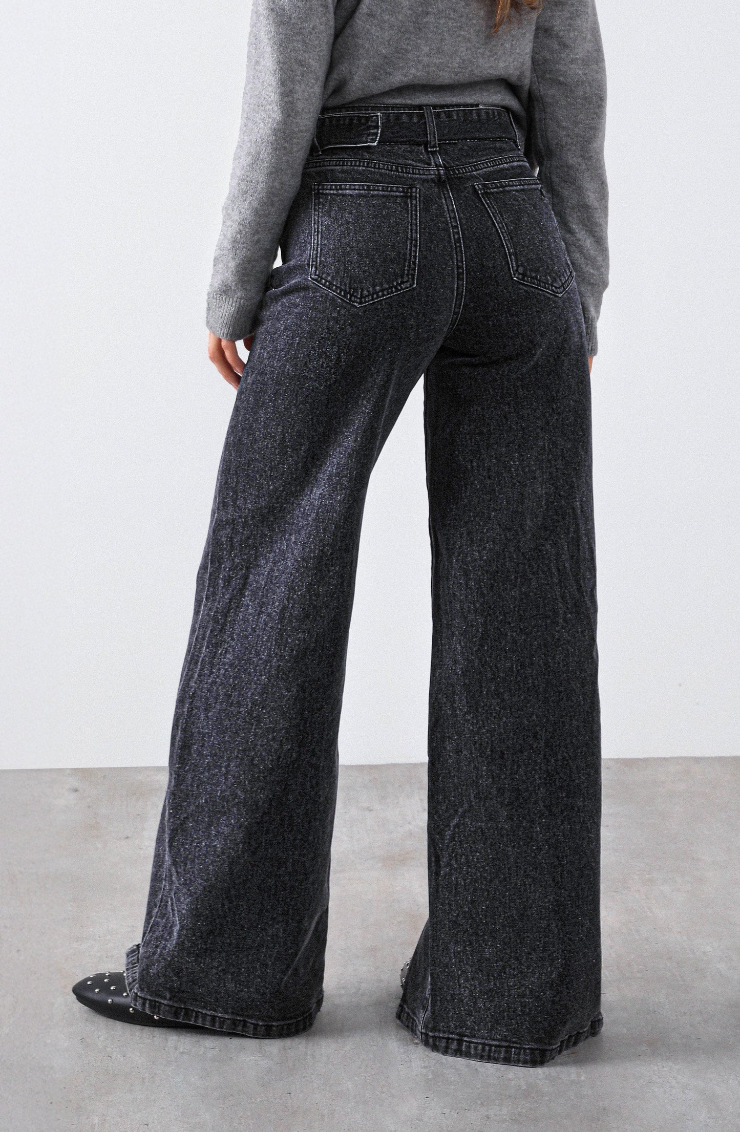 Pantalón Abertura Cinturón Black