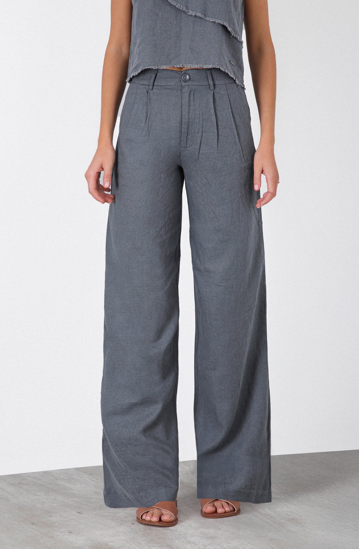 Pantalón Lino Liso Grey