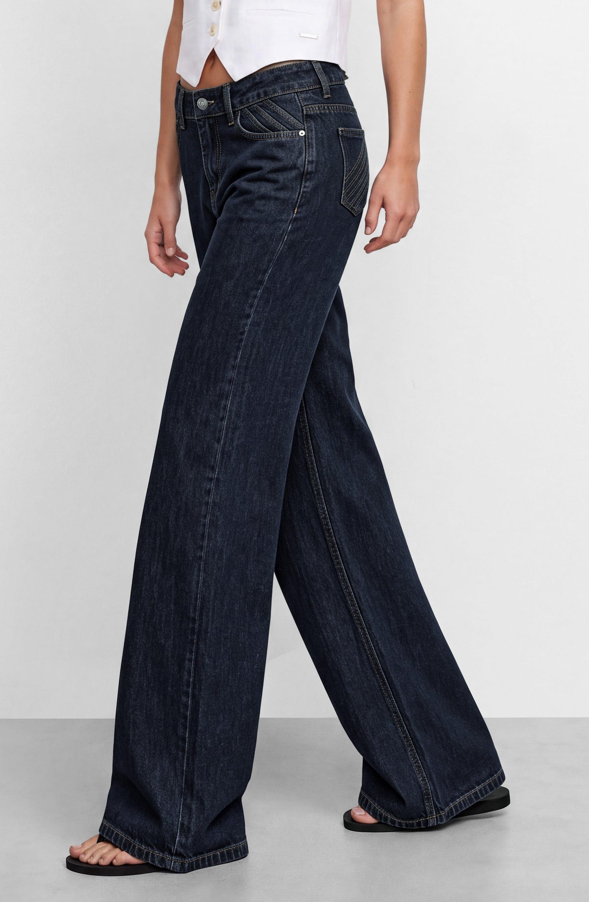 Pantalón Plisado Denim Indigo