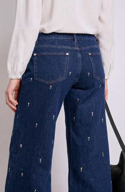 Pantalón Gotas Strass Indigo