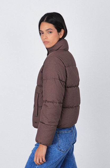 Campera Puffer Tejida Print Brown