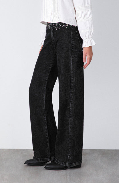 Pantalón Cinturón Tachas Grey