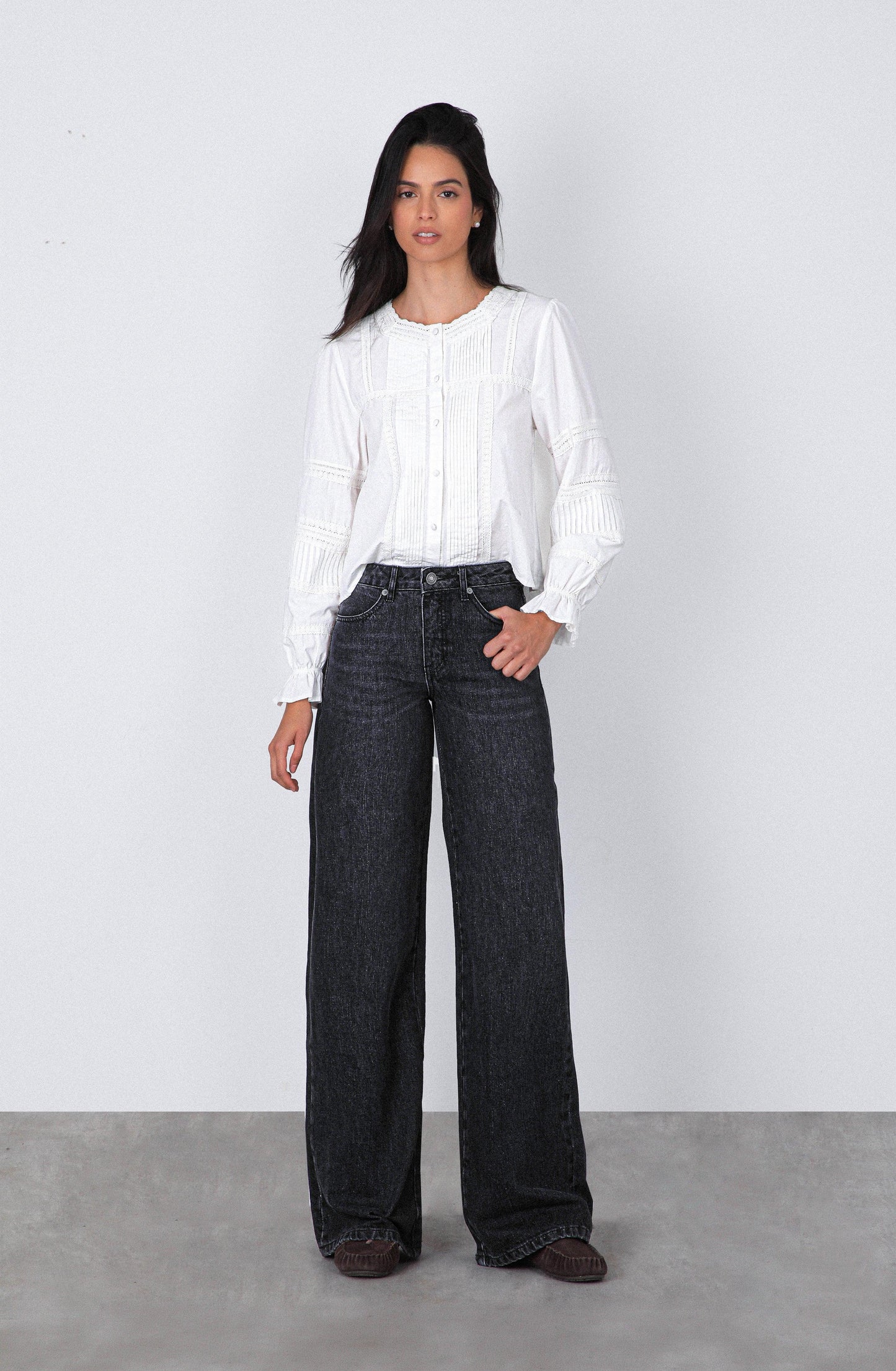 Pantalón Aplicación Denim Brown