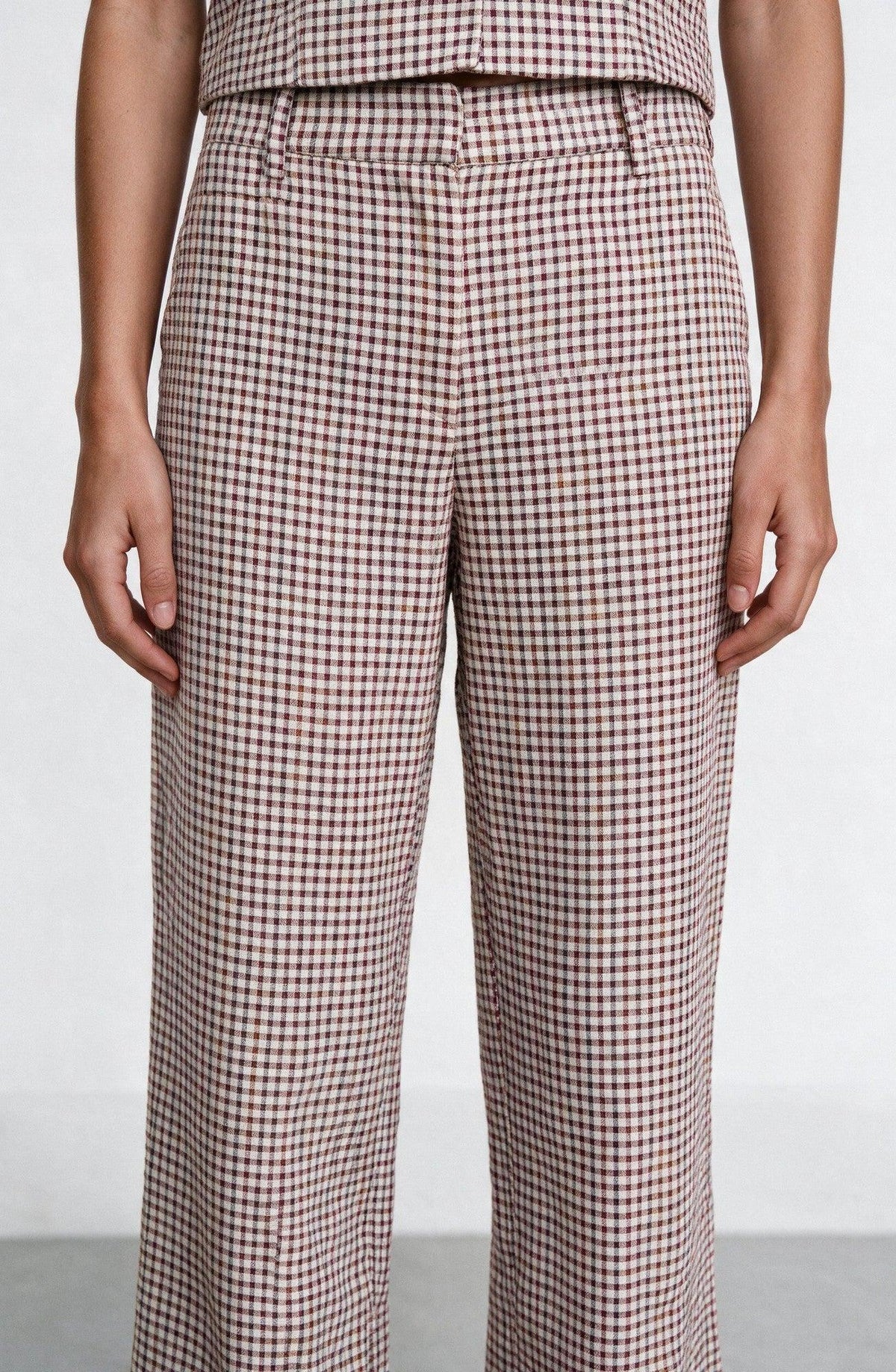 Pantalón Cuadros Print Ecru