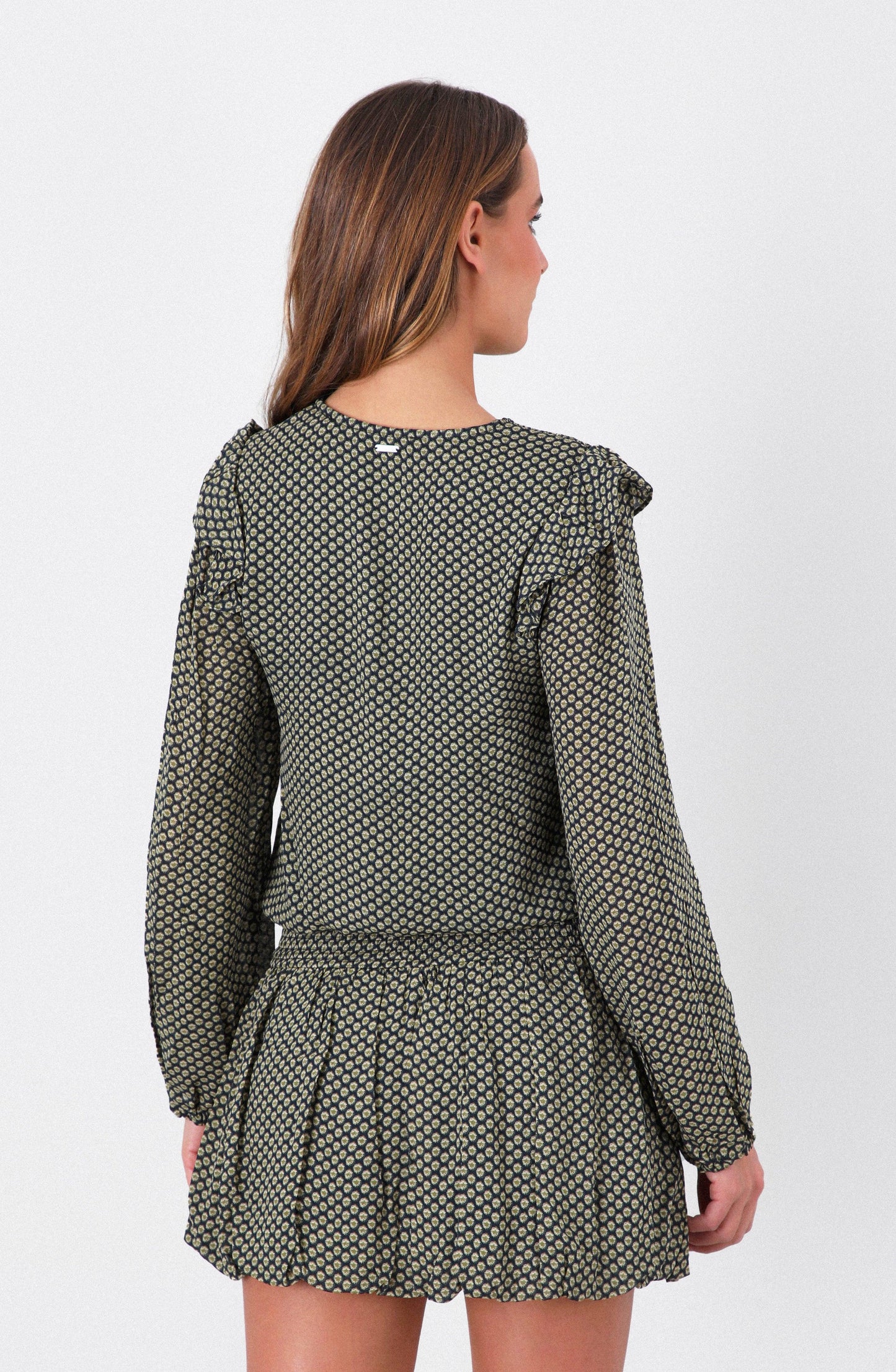 Blusa Estampada Vuelo Lurex Navy