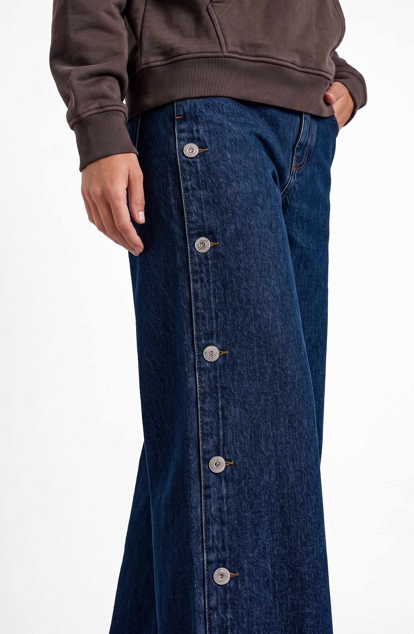 Pantalón Botones Laterales Indigo