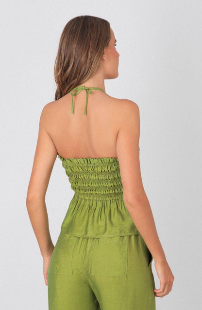 Top Strapless Lino Pistacho