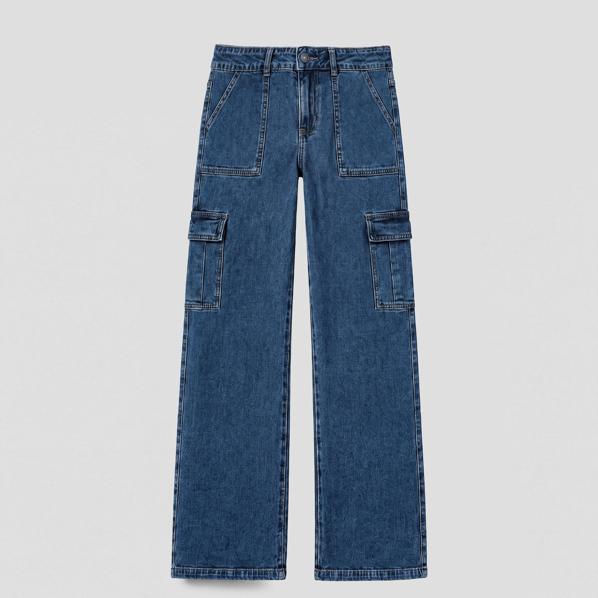 Pantalón Denim Cargo Blue